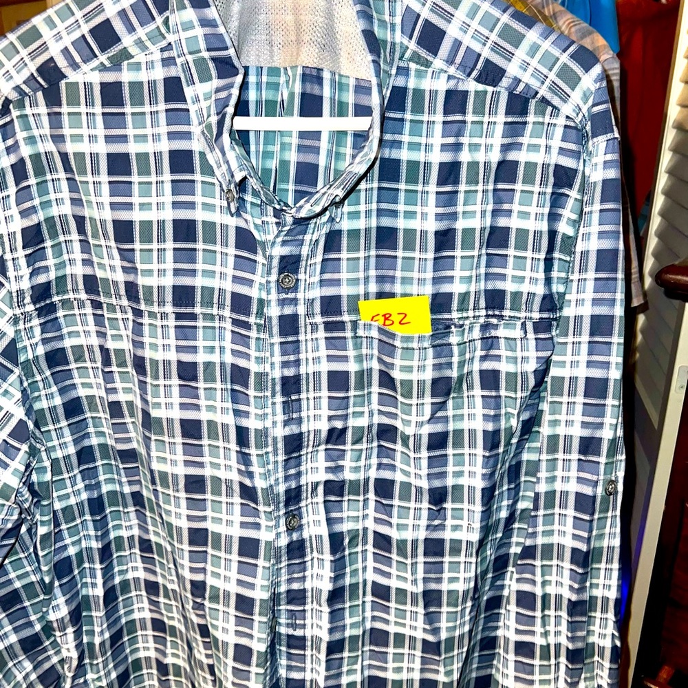 EB2 Eddie Bauer Men’s Lightweight Long SleeveBlue White XXL 67% Poly 33% Cotton